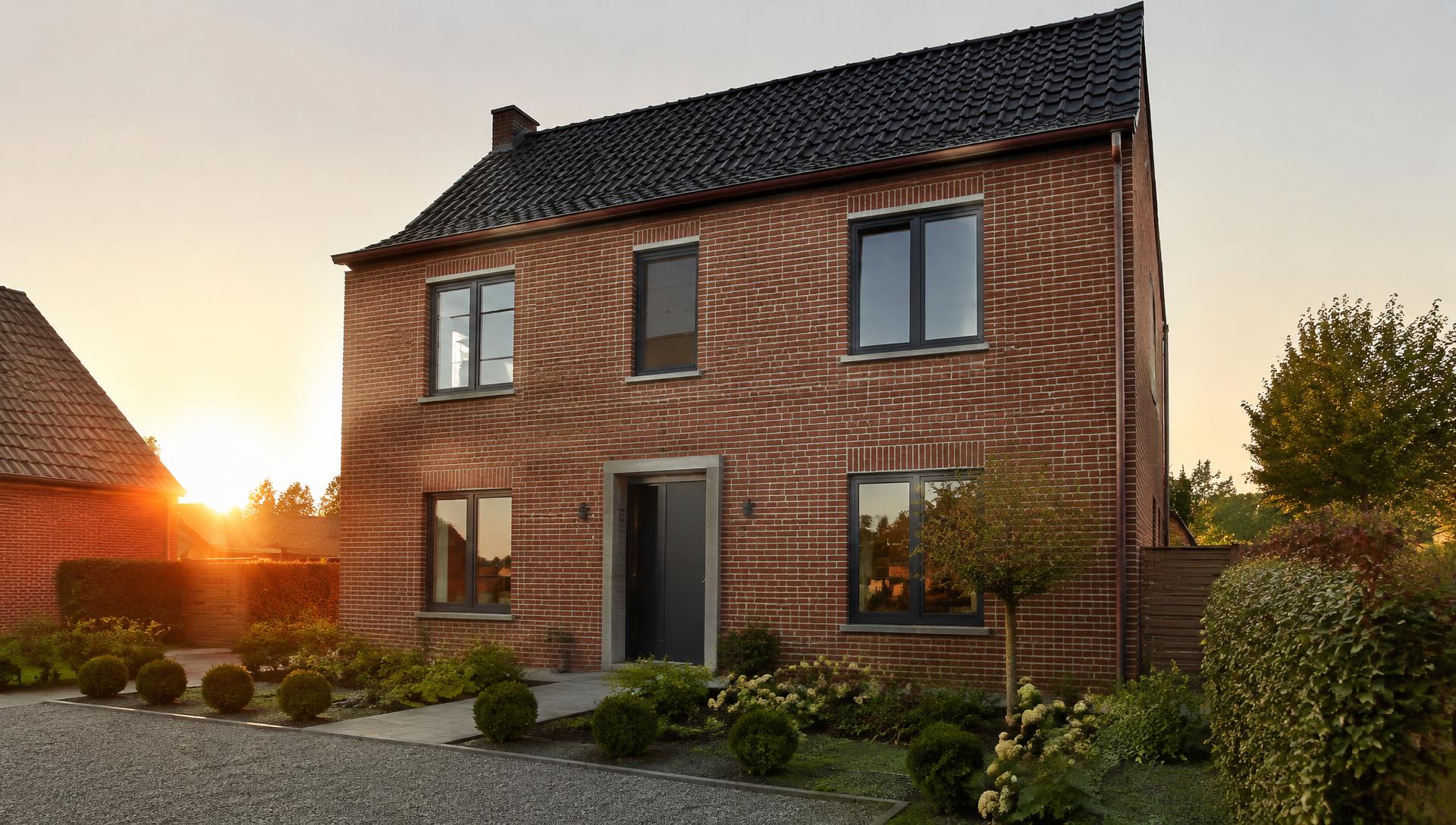 Vers gerenoveerde bakstenen gevel van een Limburgse woning